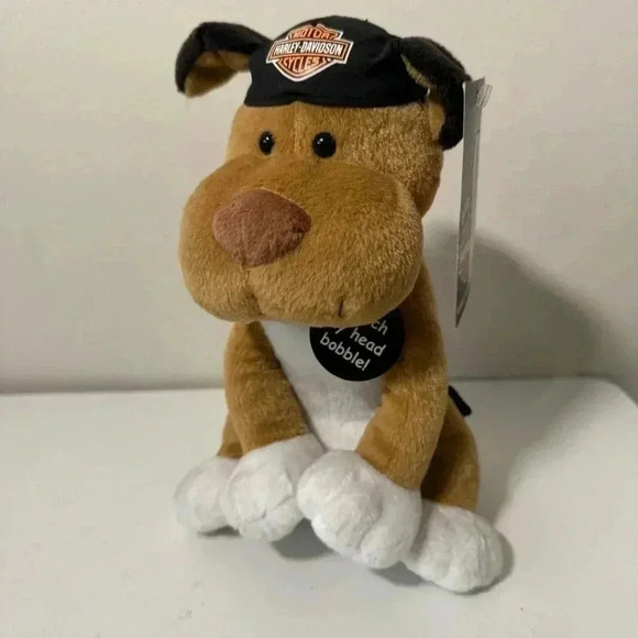 NWT HARLEY DAVIDSON DOG PLUSH BOBBLE HEAD 9” Y2K - Picture 3 of 5